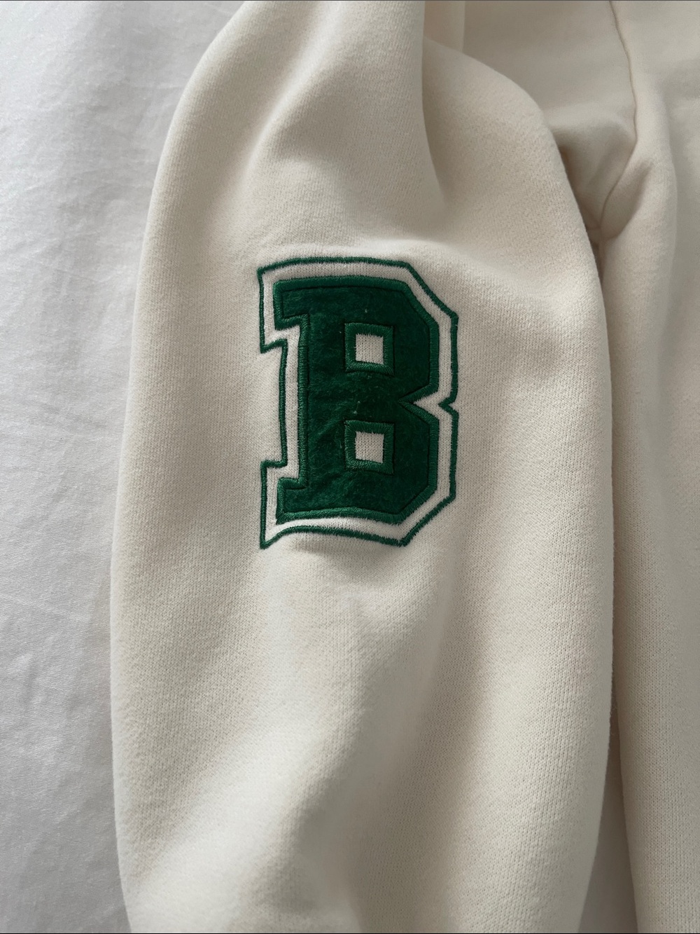 Edikted Cream Sweatshirt with Green Stripe Collar & All Around